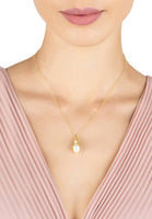 Pearl Gemstone Bee Pendant Necklace Gold