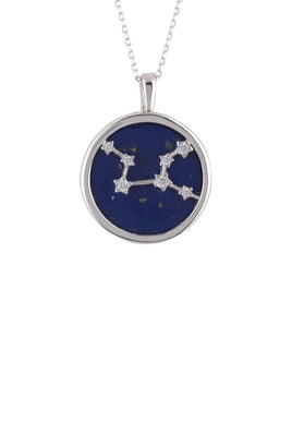 Zodiac Lapis Lazuli Gemstone Star Constellation Pendant Necklace Silver Virgo