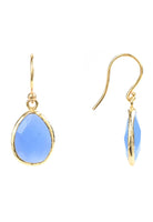 Petite Drop Earrings Dark Blue Chalcedony Gold