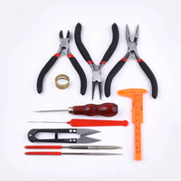 Pandahall Jewelry Making DIY Pliers Tools Set Flat Round Nose Pliers Wire Cutter Pliers Rings Scissor Needles Beading Tweezer