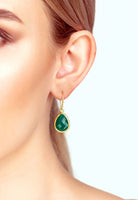 Petite Drop Earrings Green Onyx Gold