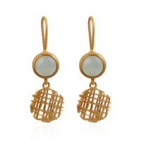 Aanya Circle Earrings in Aqua Chalcedony