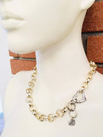 18kt Gold Plated Brass Choker Necklace and Silver Heart Clasp.