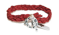 Mens Braided Burgundy Deerskin Wrap Bracelet