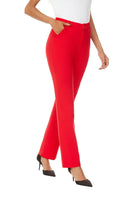 Women's Stretchy Straight Leg Dress Work Pants Business Office Casual Slacks with Pockets 18 Red