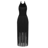 Fringe  Halterneck Backless Dress