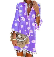 Daisy Print Bohemian Lady Dress