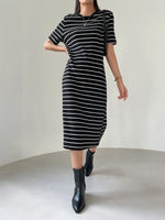 Elegant Striped Midi Dress