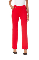 Women's Stretchy Straight Leg Dress Work Pants Business Office Casual Slacks with Pockets 18 Red