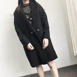 IU 01 STORE - Original Fashion Streetwear  Long Winter Fashion Wool Coats Double Breasted Wool Blend Coat and Jacket Turn-Down Collar Coat Femenino