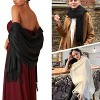 FURTALK Women's Pashmina Shawls and Wraps for Evening Dress Long Scarf Wedding Bride Bridesmaid Shawl Gifts One Size Black