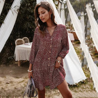 Three Quarter Sleeve Floral Dress