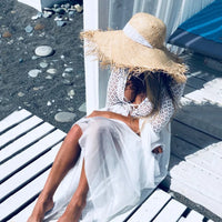 Sexy Long Sleeve White V-neck Dress