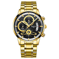 NIBOSI Mens Watches Luxury Top Brand Gold Watch Men Relogio Masculino Automatic Date Watch Quartz Luminous Calendar Wristwatch