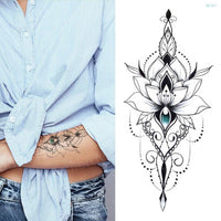 10 Pc Mandala Lotus Flower Tattoo Mehndi Henna Stickers for Hands Sexy Arab Tattoo Black Sketches Tattoo Designs Waterproof Body Art