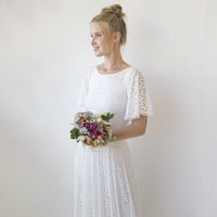 BLUSHFASHION - Original Bohemian Butterfly Sleeves, Modest Ivory Wedding Dress With Pockets #1318