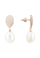 Original Baroque Pearl Classic  Drop Earrings Rosegold