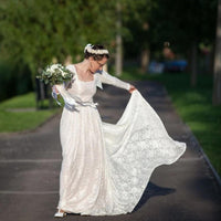 BLUSHFASHION - Original Square Neckline Wedding Train Dress