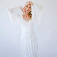 BLUSHFASHION - Original Bestseller Off the Shoulder Wrap Wedding Dress With Bell Sleeves #1279