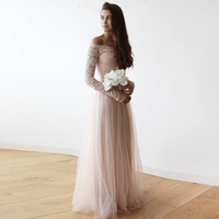 BLUSHFASHION - Original Blush Off-The-Shoulder Lace and Tulle Dress #1134