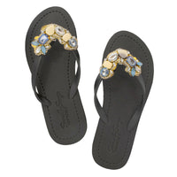 Original Shoes Blue York - Rhinestone Flat Flip Flops Sandal