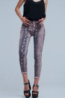 Q2 - Original Reversible Animal Print Pink Jeans