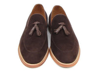 Paul Parkman Men's Tassel Loafer Brown Suede Shoes (ID#087-BRW)