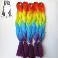 Desire for Hair 10packs Per Lot 24inch 100g Heat Resistant Synthetic Ombre Jumbo Braiding Box Hair Red Yellow Blue Green 4 Tone