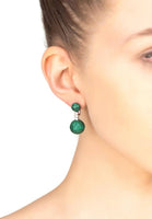 MONACO - Original Sphere Drop Earrings Silver Emerald Green CZ