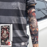 10 Pc Fake Temporary Tattoo Sleeves Tattoos Full Long Slip on Arm Tattoo Sleeve Kit Men Elastic Nylon Glove Tattoos Black Skull Design