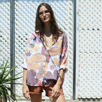 NAFTUL - Original Organic Cotton 70's Retro Print Summer Boho Blouse