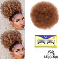 High Afro Puff Ponytail Drawstring Chignon Hairpiece Short Synthetic Kinky Curly Fake Hair Bun Updo Clip in Hair Extensions