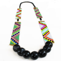 Original Acapulco Long Woven Beaded Necklace - Tribal Print