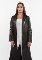 FADCLOSET - Original Ladies 3 Button Matrix Black Full Length Leather Coat