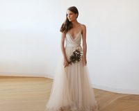 Original Champagne Wrap Maxi Tulle Dress 1053