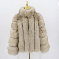 PINK JAVA OFFICIAL STORE - Original Pink Java QC19018 Women Coat Winter Fur Jacket Real Fox Fur Coats Natural Fur Jackets Long Sleeves Hot Sale Stand Collar