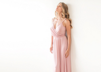 BLUSHFASHION - Original Pink Wrap Maxi Dress #1060