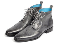 Paul Parkman Wingtip Ankle Boots Gray Hand-Painted (ID#777-GRAY)