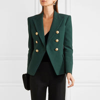 HAGEOFLY - Original Green Blue Yellow Black White Blazer Women Office Formal Double Breasted Buttons Blazer Women Blazers High Quality Drop Ship