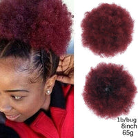 High Afro Puff Ponytail Drawstring Chignon Hairpiece Short Synthetic Kinky Curly Fake Hair Bun Updo Clip in Hair Extensions