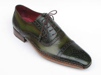 Paul Parkman Men's Side Handsewn Captoe Oxfords Green (ID#5032-GREEN)