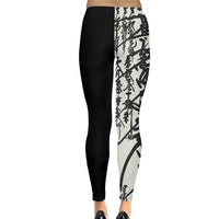 SHARON TATEM LLC - Original Oriental Design Leggings Black and White Yoga Legging