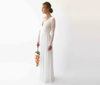 BLUSHFASHION - Original Bestseller Wrap Lace Wedding Dress With Chiffon Mesh #1256