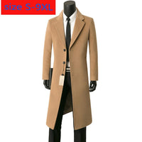 New Men Cashmere Overcoat Windswear Style Single Button Wool Casual X-Long Thick Wool Coat High Quality Plus Size S-7xl 8XL 9XL