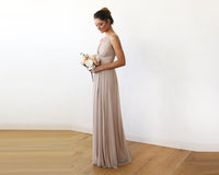 BLUSHFASHION - Original Champagne Maxi Dress With Adjustable Straps #1170