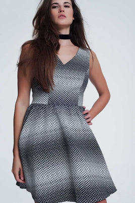 Q2 - Original Black Mini Dress With White Print