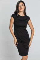 CONQUISTA FASHION - Original Fitted Black Dress With Cap Sleeves