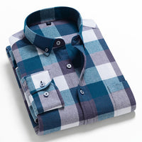 2022 New Mens Plaid Shirt 100% Cotton High Quality Mens Business Casual Long Sleeve Shirt Male Social Dress Shirts Flannel 4XL