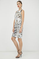 CONQUISTA FASHION - Original Print Sleeveless Dress With Contrast Detail