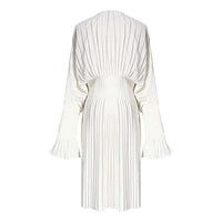 MARIGOLDSHADOWS - Original Sakiya Pleated Long Sleeve Shirt Dress - White